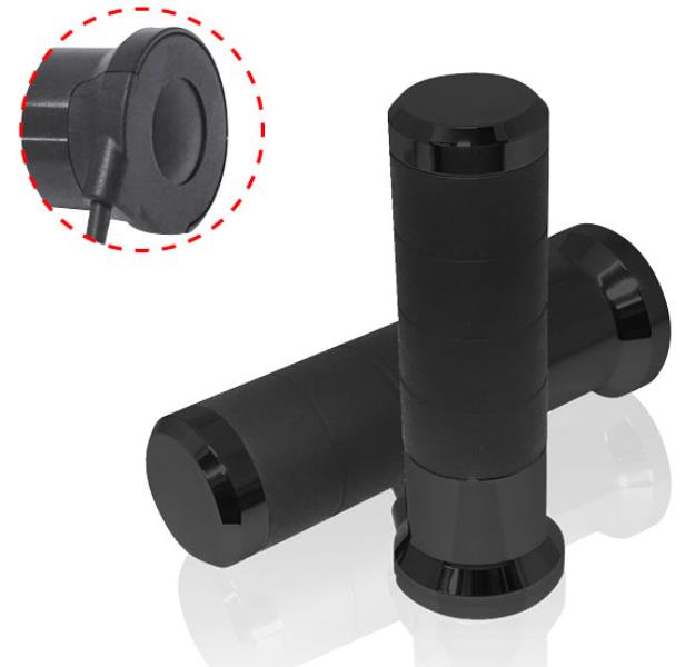 HEATED GRIPS WITH LCD CONTROLLER (22MM/25MM 7/8-1") LENGTH 120MM - 5 HEAT LEVELS (EL) COLOR BLACK