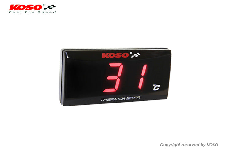WATERPROOF TEMPERATURE GAUGE (THERMOMETER) ENGINE SUPER SLIM DISPLAY COLOR RED (EL)