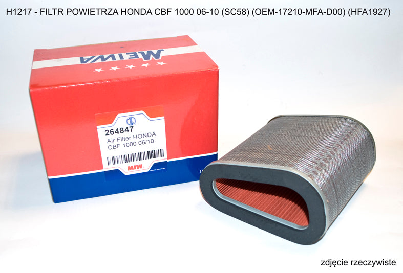 AIR FILTER HONDA CBF1000 06-10 (SC58) (HFA1927) (OEM:17210-MFA-D00)