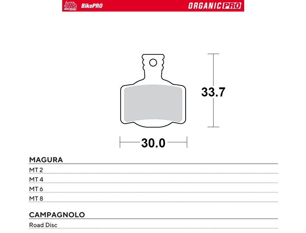 BIKE PRO BICYCLE BRAKE PADS ORGANIC PRO FITS MAGURA MT4/6/8/2, CAMPAGNOLO ROAD DISC