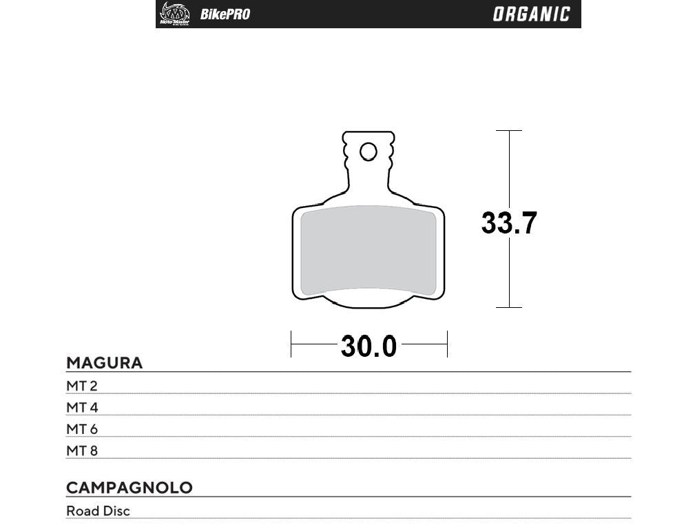 BIKE PRO BICYCLE BRAKE PADS ORGANIC FITS CAMPAGNOLO ROAD DISC, MAGURA MT6/4/8/2