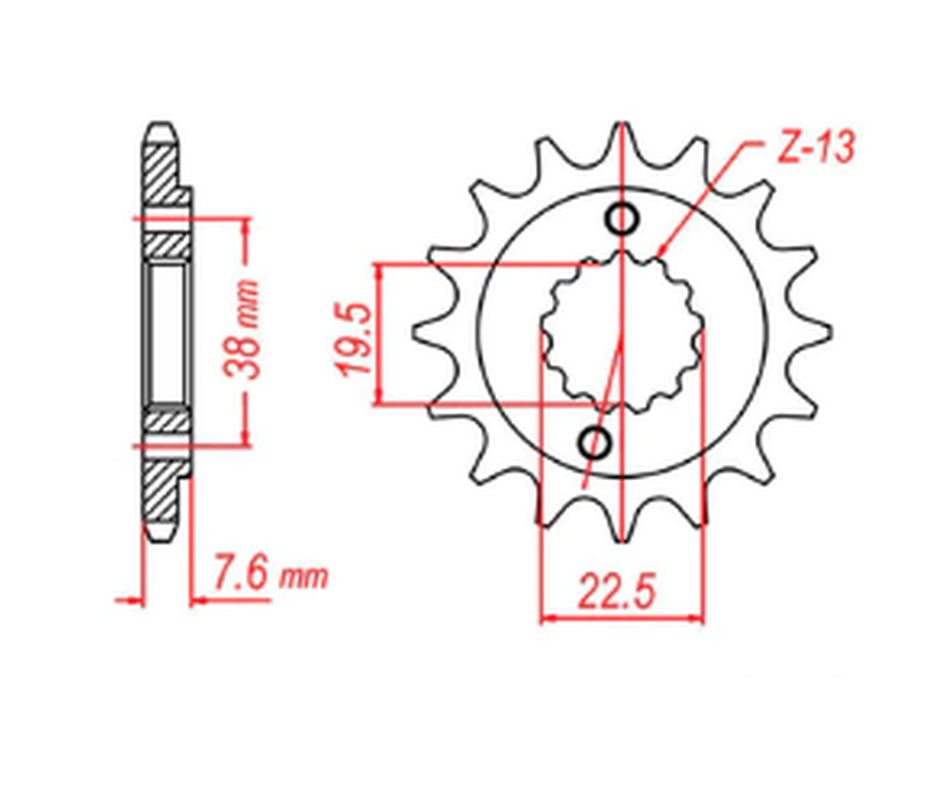 FRONT SPROCKET 2116 13 HYOSUNG TE450, SUZUKI LTZ400 03-13, RMX450 10-13, LTR450 06-12, KAWASAKI KFX400 (JTF1401.13) (CHAIN 520)
