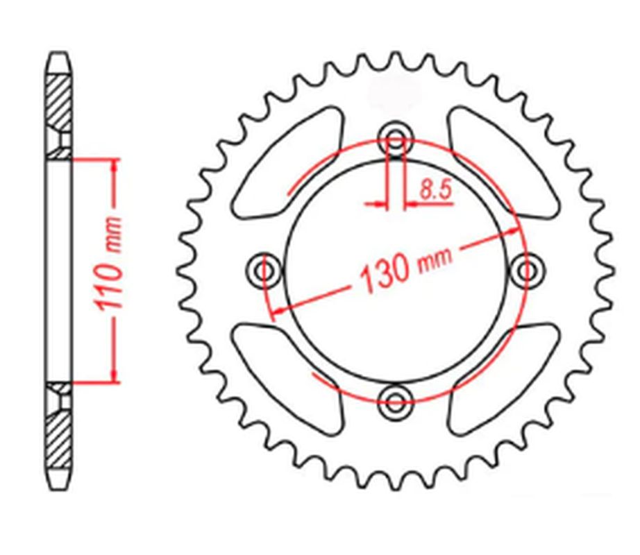REAR SPROCKET 4306 50 HONDA CR80/85 85-07 (JTR215.50) (CHAIN 420)