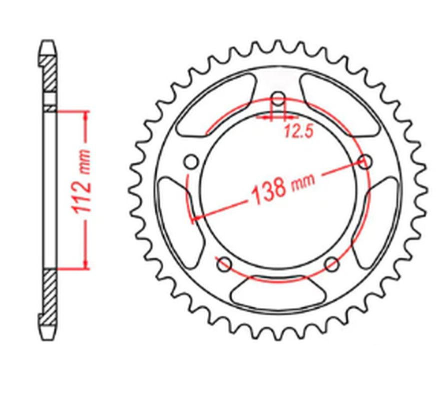 REAR SPROCKET 4357 43 CBR600F 97-98 11-14, HONDA CB600 HORNET 07-13, CBF600 04-07 (JTR1304.43) (CHAIN 525)
