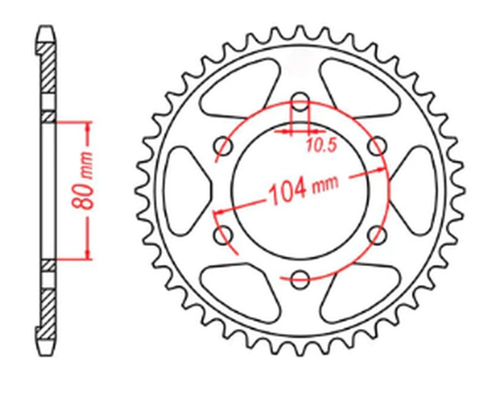REAR SPROCKET 4359 43 KAWASAKI ZX750R, KLZ VERSYS 12-, NINJA (JTR1489.43) (CHAIN 525) BLACK