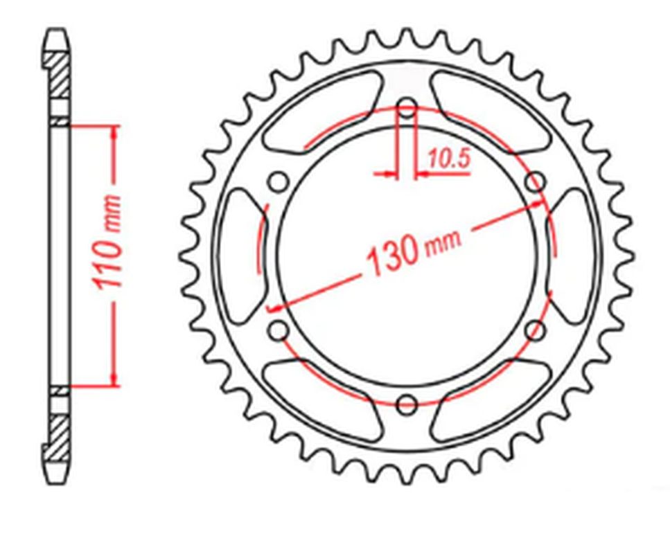 REAR SPROCKET 4385 46 SUZUKI GSX-R750 11-19, GSX-R1000 17-19, YAMAHA MT-09 14-19, XSR900 16-19, R6 06-20 (+1) (JTR1876.46) (CHAIN 525)