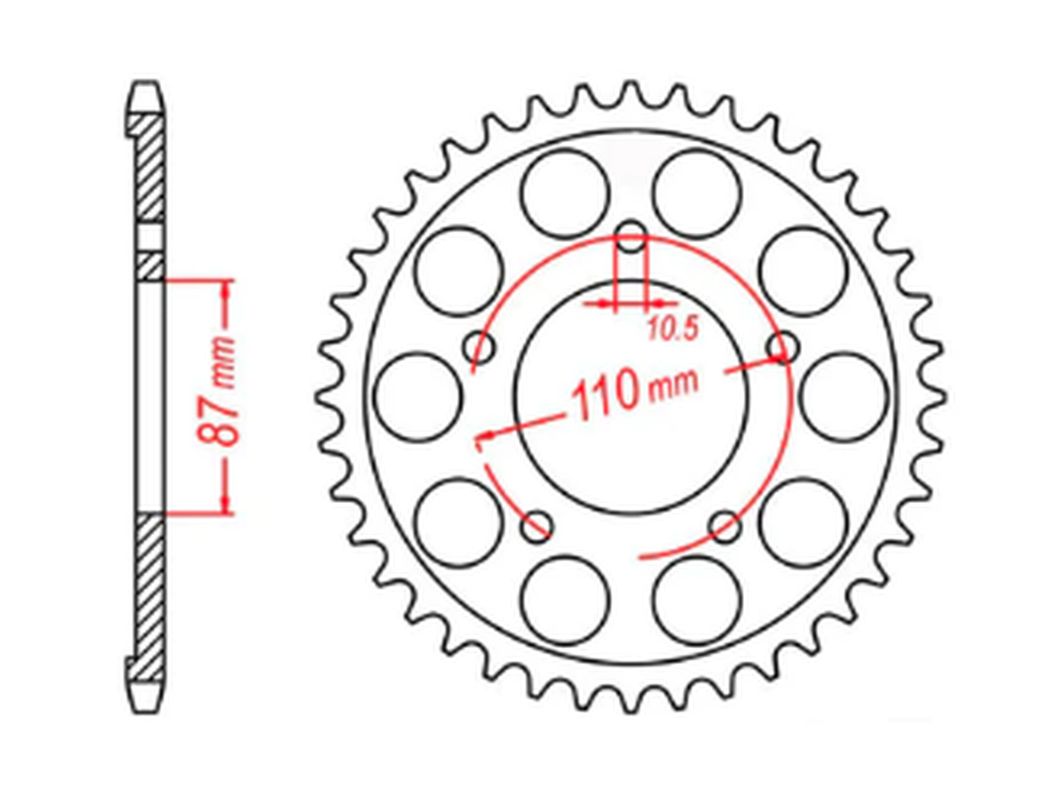 REAR SPROCKET 828 44 SUZUKI SV650 99-13 (JTR807.44) (CHAIN 525)