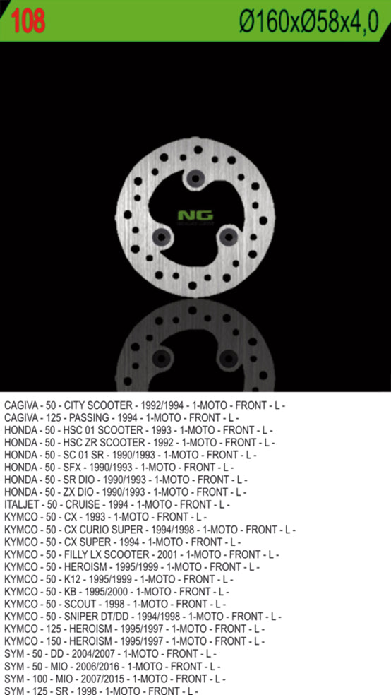 Brake disc (rotor) front CAGIVA/HONDA/KYMCO/SYM (160X58X4) (3X10,5MM)