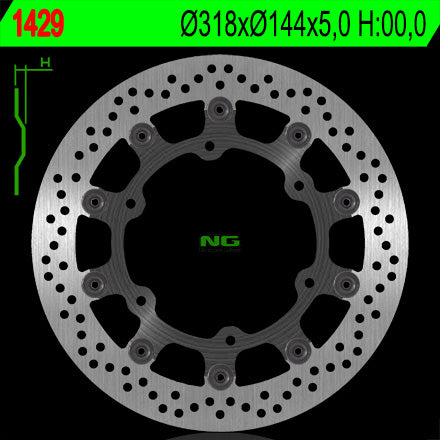 Brake disc (rotor) front HONDA VF 750C '94-'04, ST 1100 '91-'01, VT 1100C '92-'98, TRIUMPH 900 (Floating) (318X144X5) (6X10,5MM)