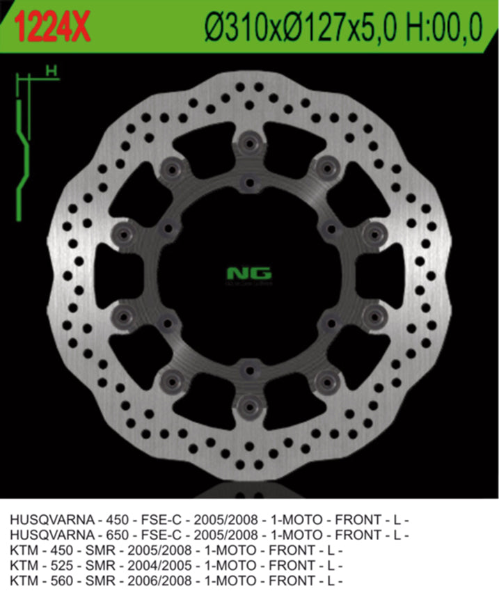 Brake disc (rotor) front HUSABERG FS 570 '10-'11, FS 450 '05-'08, KTM SMR 450 '04-'14, SMR 525 / 560 '05-'08 (310X127X5MM) (6X6,5MM) WAVE