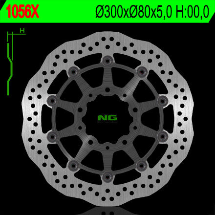 Brake disc (rotor) front KAWASAKI ZX6R '05-'16, ER6F/N '06-'18, KLE 650 VERSYS '07-'22, Z750, Z1000,ZX10R (300X80X5) (5X10,5MM) WAVE Floating