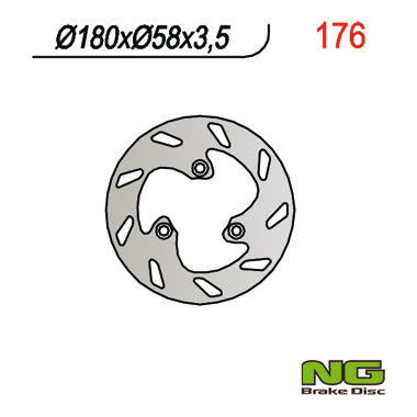 Brake disc (rotor) front/rear PEUGEOT SKUTER (180X58X3,5) 3 Holes dia.8,5
