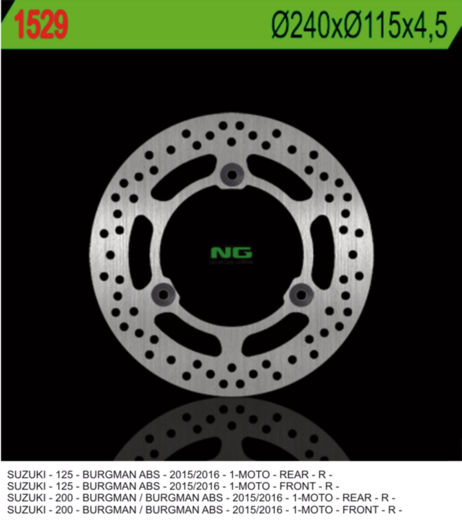 Brake disc (rotor) front/rear SUZUKI BURGMAN 125/200 15-16 (240X115X4,5) (3Holes 10,5MM)