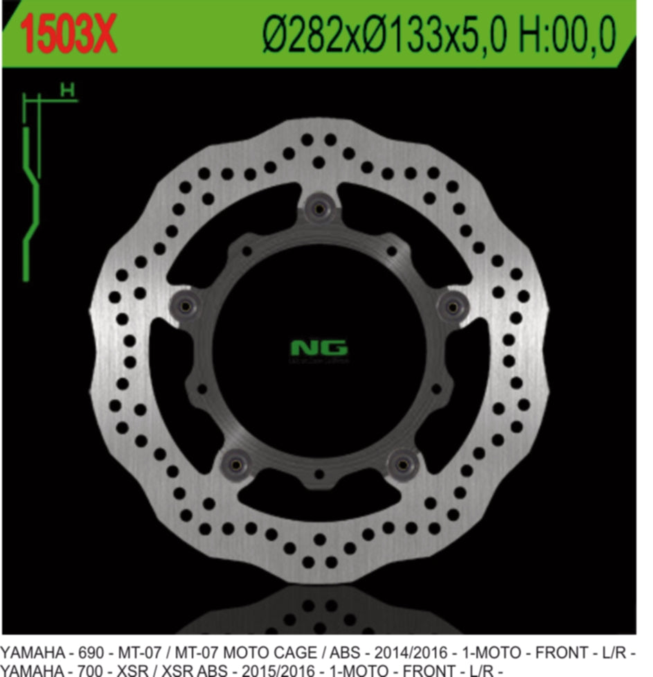 Brake disc (rotor) front YAMAHA MT-07 / ABS '13-17, TRACER 700 '16-'17, XSR 700 / ABS '16-17 WAVE (282X133X5) (5X8,5MM)