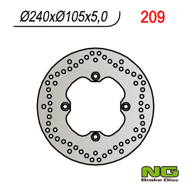 Brake disc (rotor) rear HONDA CB750 92-95, XL 600/650/700V TRANSALP 91-'99, CB 500 93-03 (240X105X5) (4X10,5MM)