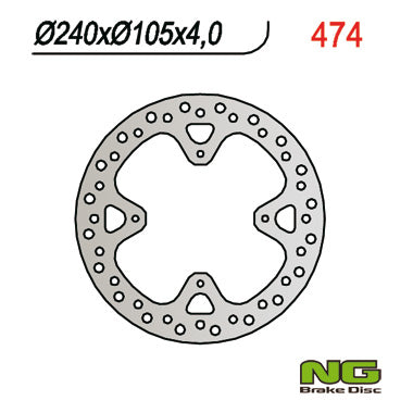 Brake disc (rotor) rear HONDA XR 650R 00-06 (240x105x4) (4X6,5MM)