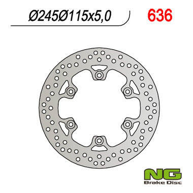 Brake disc (rotor) rear YAMAHA FZS/ FZR/ XJ600/ XT660/YZF 600 THUNDERCAT (245x115x5) (6X8,5MM)