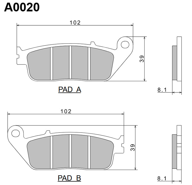Brake Pads KH142 / KH226 Premium Semi-Metallic (ECE R90) Made in Japan (2P-202NS)