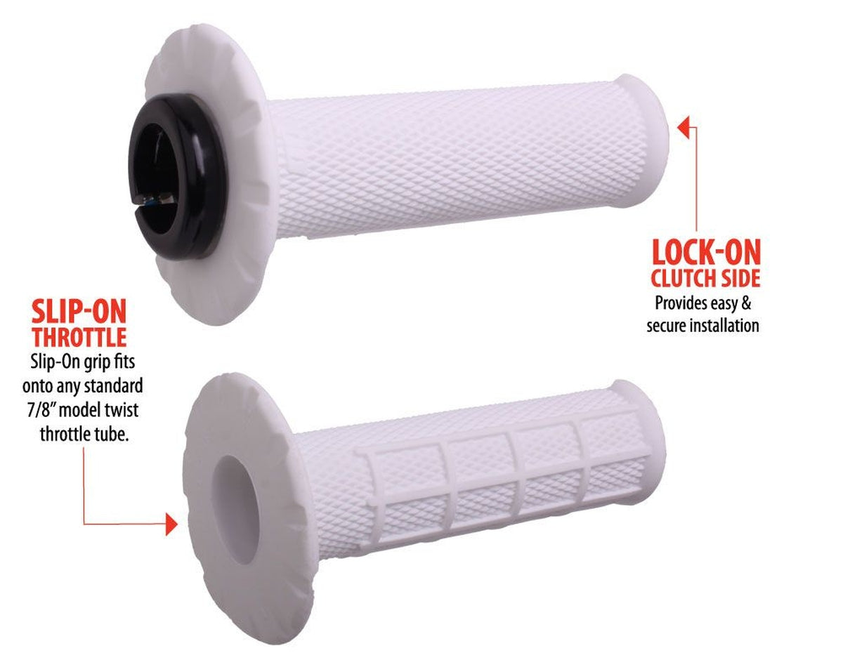 Off-Road Half Waffle Universal Lock-On Grip Set White