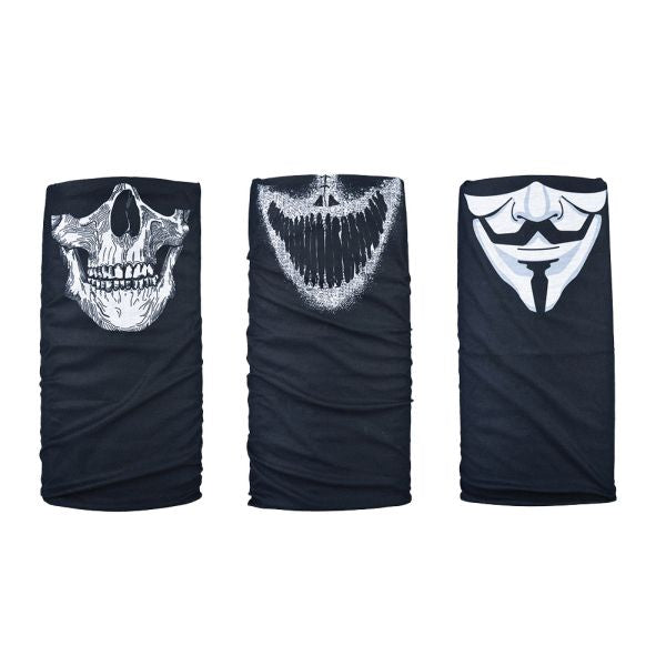 Multifunction Windproof Neck Tube Comfy Masks 3-Pack Black/White