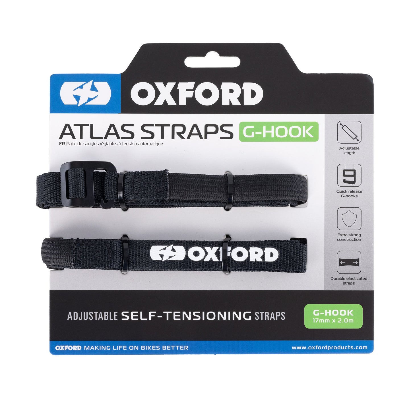 Atlas B-Clip Tie Down Straps G-Hook 17mm x 2m Black (Old Code: ROK332)