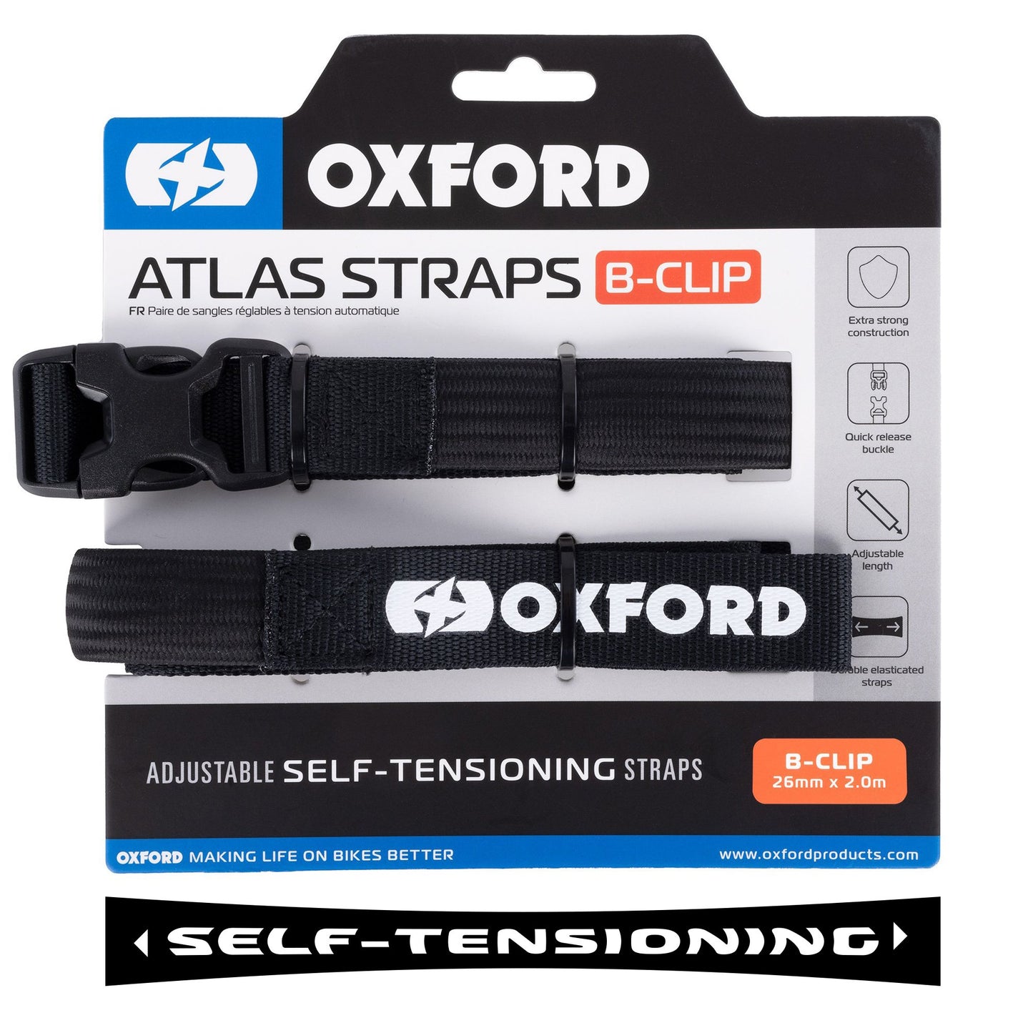 Atlas B-Clip Tie Down Straps 26mm x 2m Black