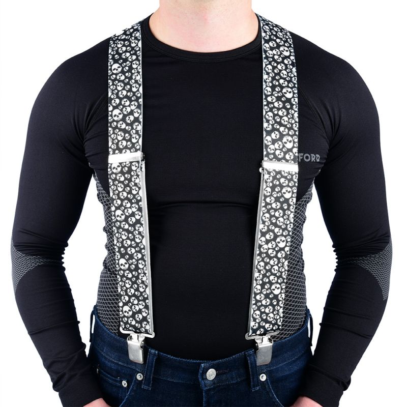 Suspenders Pants Straps Skull