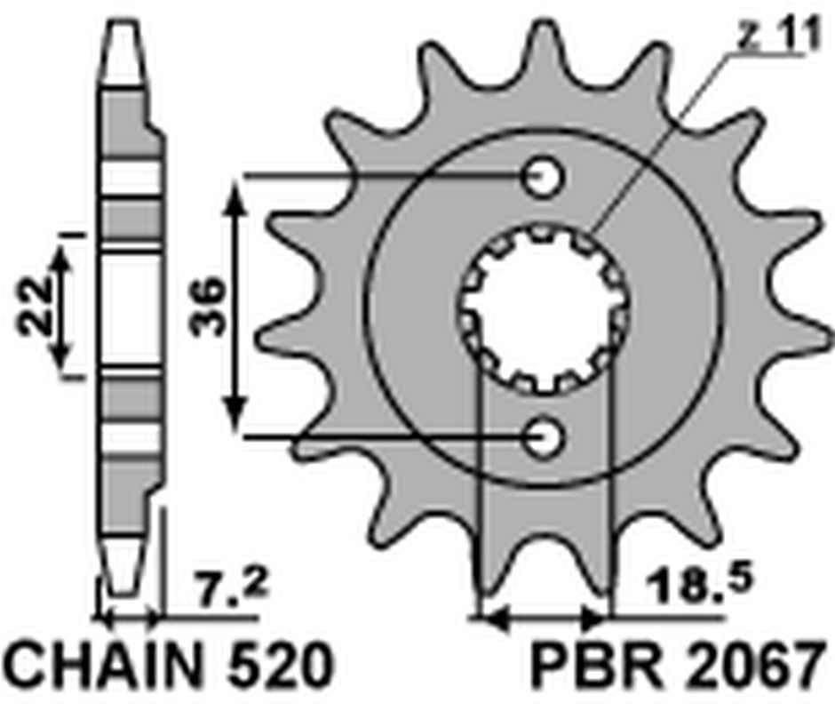 Front Sprocket 2067 14 18NC Honda CRF250L 13-20 (JTF1321.14) (Alt: 2506 14, 2261 14) (Chain 520)
