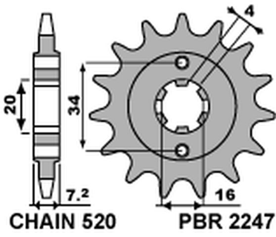 Front Sprocket 2247 14 Duke KTM125 11-21 (-1) (JTF1903.14) (Chain 520)