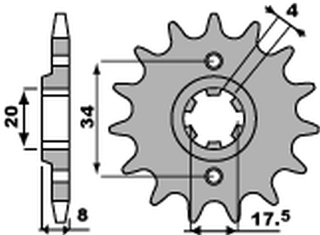 Front Sprocket 328 14 Honda Varadero XL125V 01-13, VT125C 99-07, NSR125R 93-02 (JTF327.14) (Chain 520)