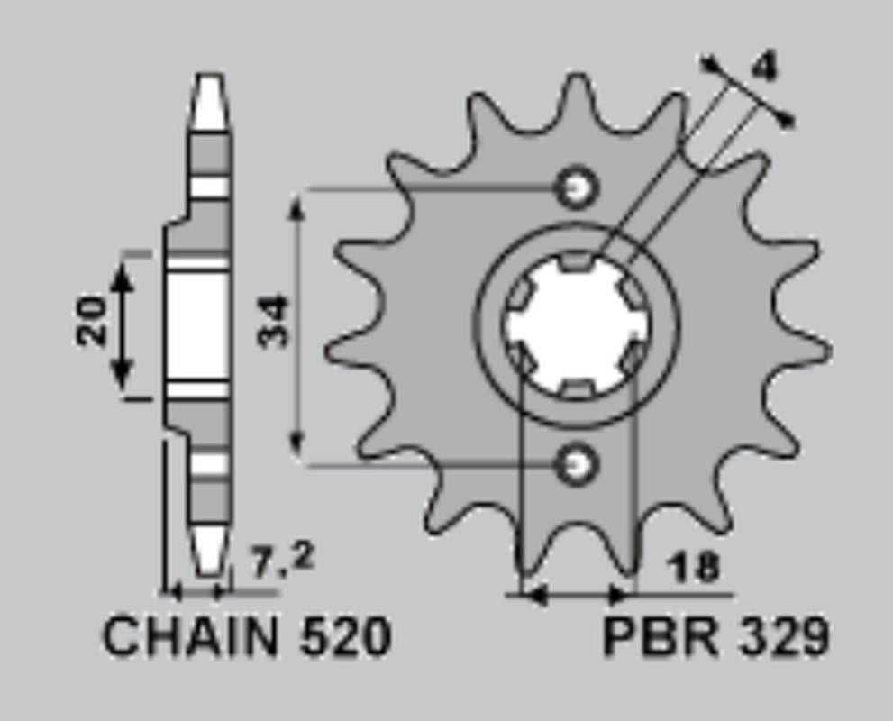 Front Sprocket 329 14 Honda MTX200RW 83-86, NSR125F 89-92, NS125F 85-90, MTX125R 83-94, MBX125F 84-85, CA125 Rebel 95-01, AJP PR3 200 Enduro 09-15 (JTF259.14) (Chain 520)