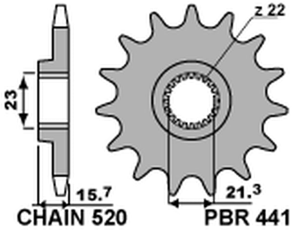 Front Sprocket 441 14 Yamaha XTZ660 91-98, XT600 89-98 (JTF577.14) (Chain 520)