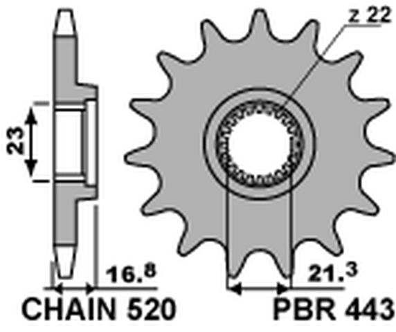 Front Sprocket 443 16 Yamaha Diversion XJ600 92-03 (JTF582.16) (Chain 520)