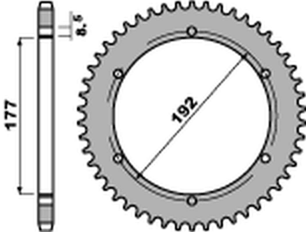 Rear Sprocket 223 48 C45 Husqvarna CR 430, 400 81-83, WR CR 400 81-89, WR 350 81-88, WR CR 250 80, WR 250 83-84 (JTR223.48) (Chain 520)