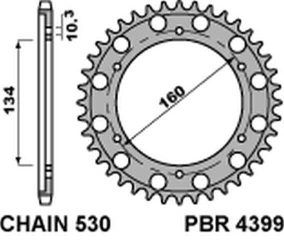 Rear Sprocket 4399 44 C45 Honda CBR 1000 RR 06-15, CBR 900 RR 00-03 +2 (JTR1306.44) (Chain 530)