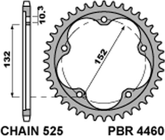 Rear Sprocket 4460 43 C45 MV Agusta 1000, 989, 990, 920, 910, 800 04-16 Hardened Steel (Chain 525)