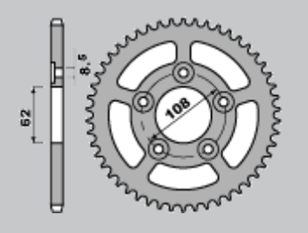 Rear Sprocket 714 49 Aprilia RS 125 Sport Pro 93-05, Cagiva Mito Sport Pro 92-03 (Chain 415)