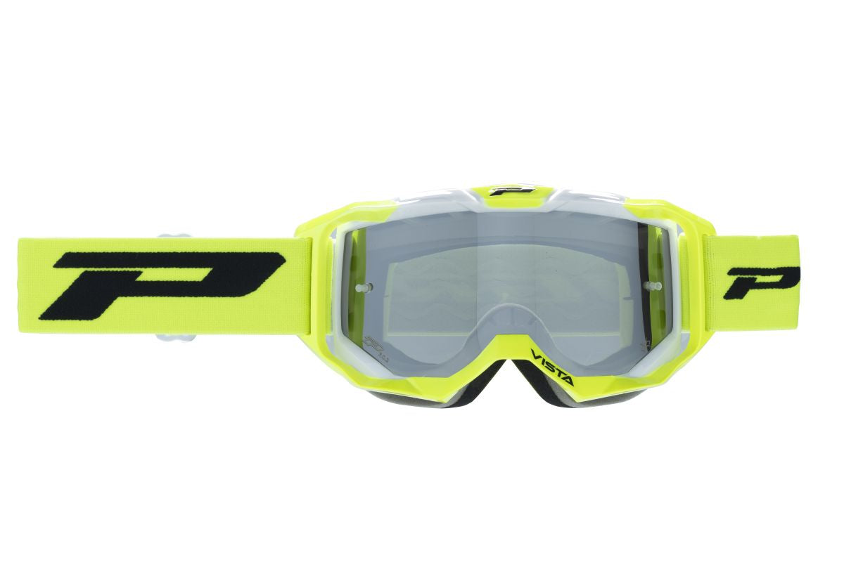 Goggles PG3303-405 FL Vista, Yellow Fluo/White (Lens PG3352 Silver Mirrored, Antiscratch, No Fog, Anti UV + PG3310 Free)