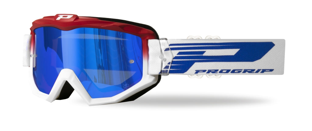 Goggles PG3201-130 FL Atzaki, Red/White (Lens PG3246C Blue Mirrored, Antiscratch, No Fog, Anti UV)