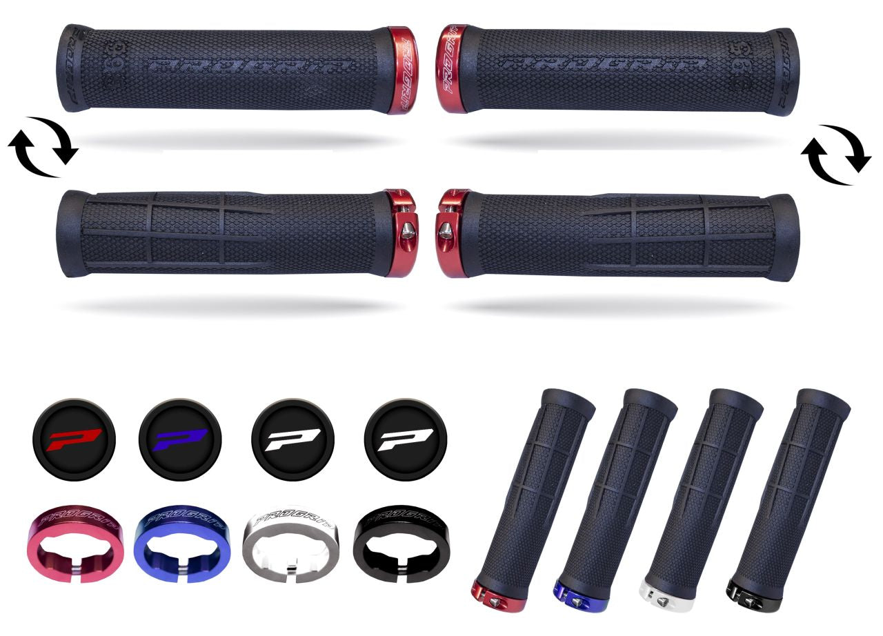 Grips PG995 ATV/Jet Ski/MTB (22+22mm, 130mm) Black with Red Lock-On