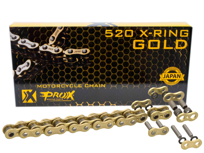 DRIVE CHAIN 520 X-RING GOLD 120 LINKS GOLD COLOR (OPEN + CLIP) (37.8KN)