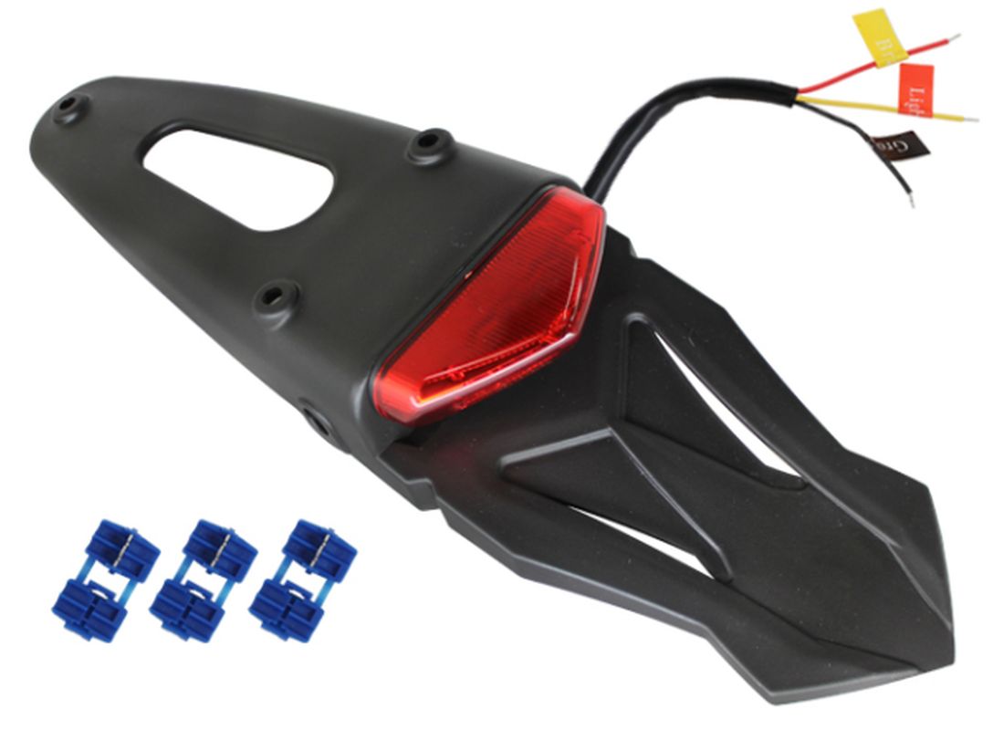 Universal Enduro Rear Fender with Red LED Light (Homologated)