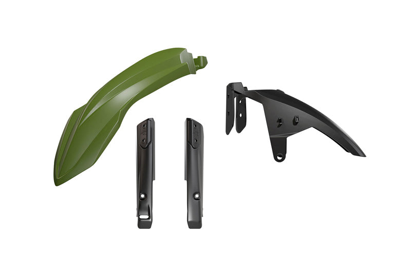 Complete front fender with fork guards (shock absorbers) YAMAHA T7 Tenere 700 19-24 color dark green/black