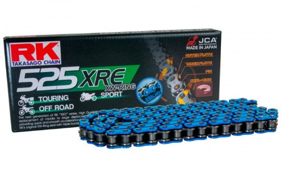 Drive chain BB525XRE-124 (XW-ring) rivet link (CLF) included color blue (capacity: up to 1000 cc) (42 kN)