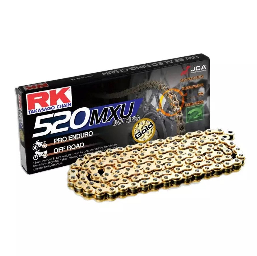 Drive chain (Enduro) GB520MXU-120 (UW-ring) rivet link (CLF) included color gold (capacity: up to 500 cc) (35.6 kN)