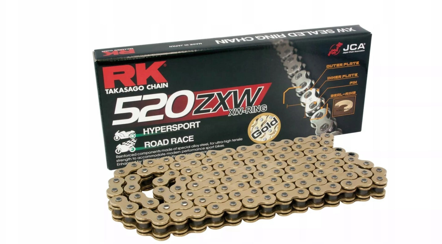 Drive chain GB520ZXW-120 (XW-ring) rivet link (CLF) included color gold (capacity: up to 1200 cc) (42 kN)