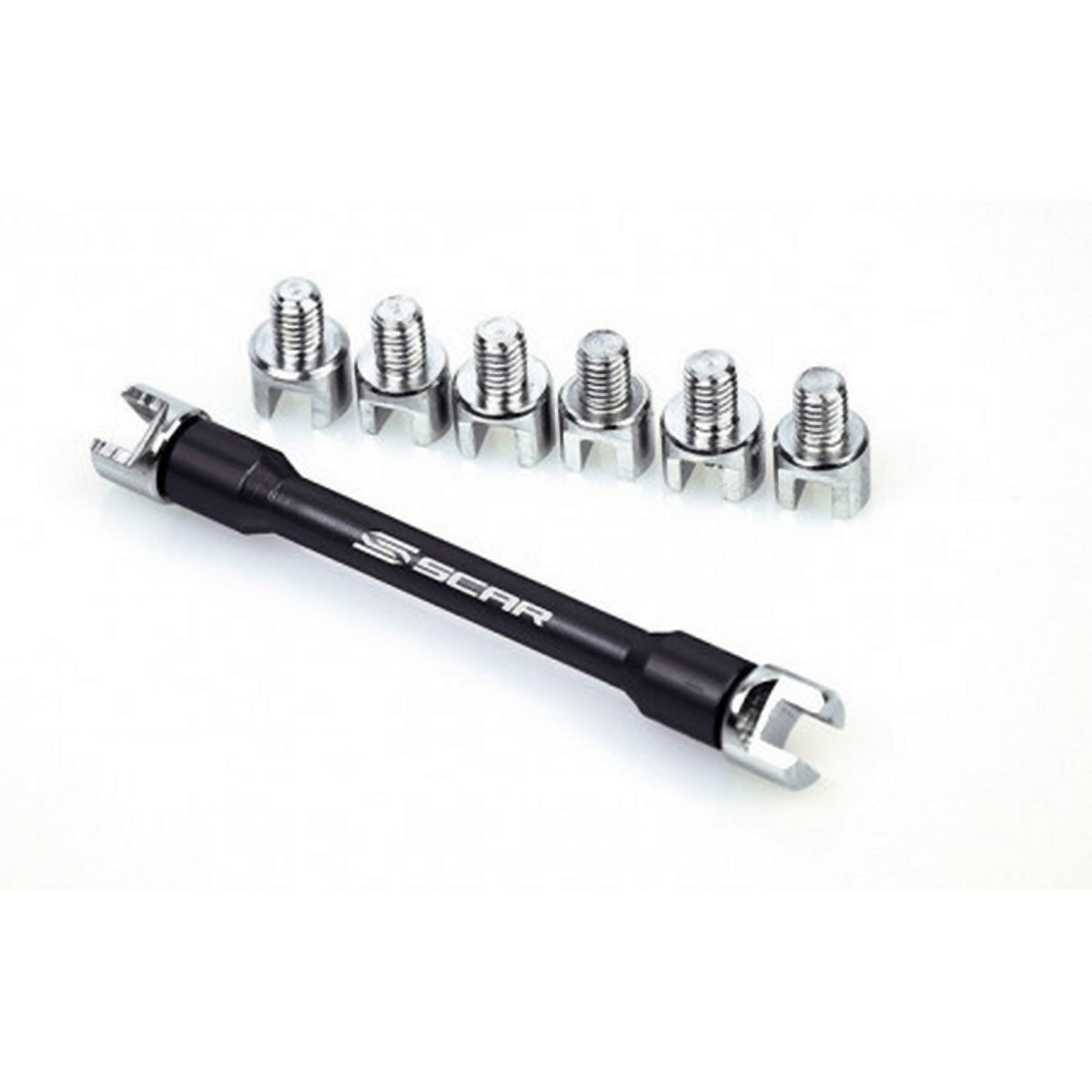 Spoke wrench with interchangeable tips (5.4/5.6/5.8/6.0/6.2/6.4/6.6/6.8 mm)