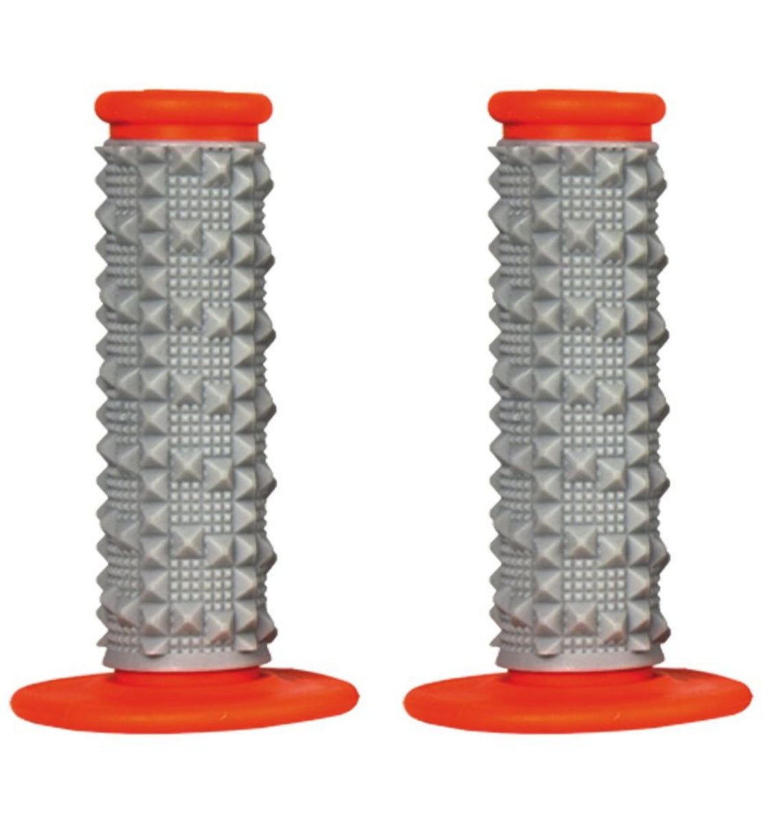 Off-road grips (22+25 mm) with ribs dual-compound gray/orange