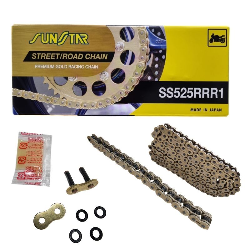 Drive chain 525RRR1-114G (525ZVMXG) up to 1100 cc (XW ring) gold (525RRR1114G), replaces SS525RTG1-114G, made in Japan