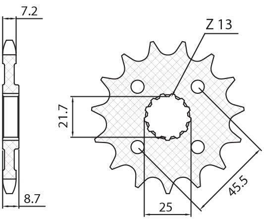 Front sprocket 2137 15T Kawasaki Z 1000 07-16 (JTF1537.15) chain 525 (213715JT)